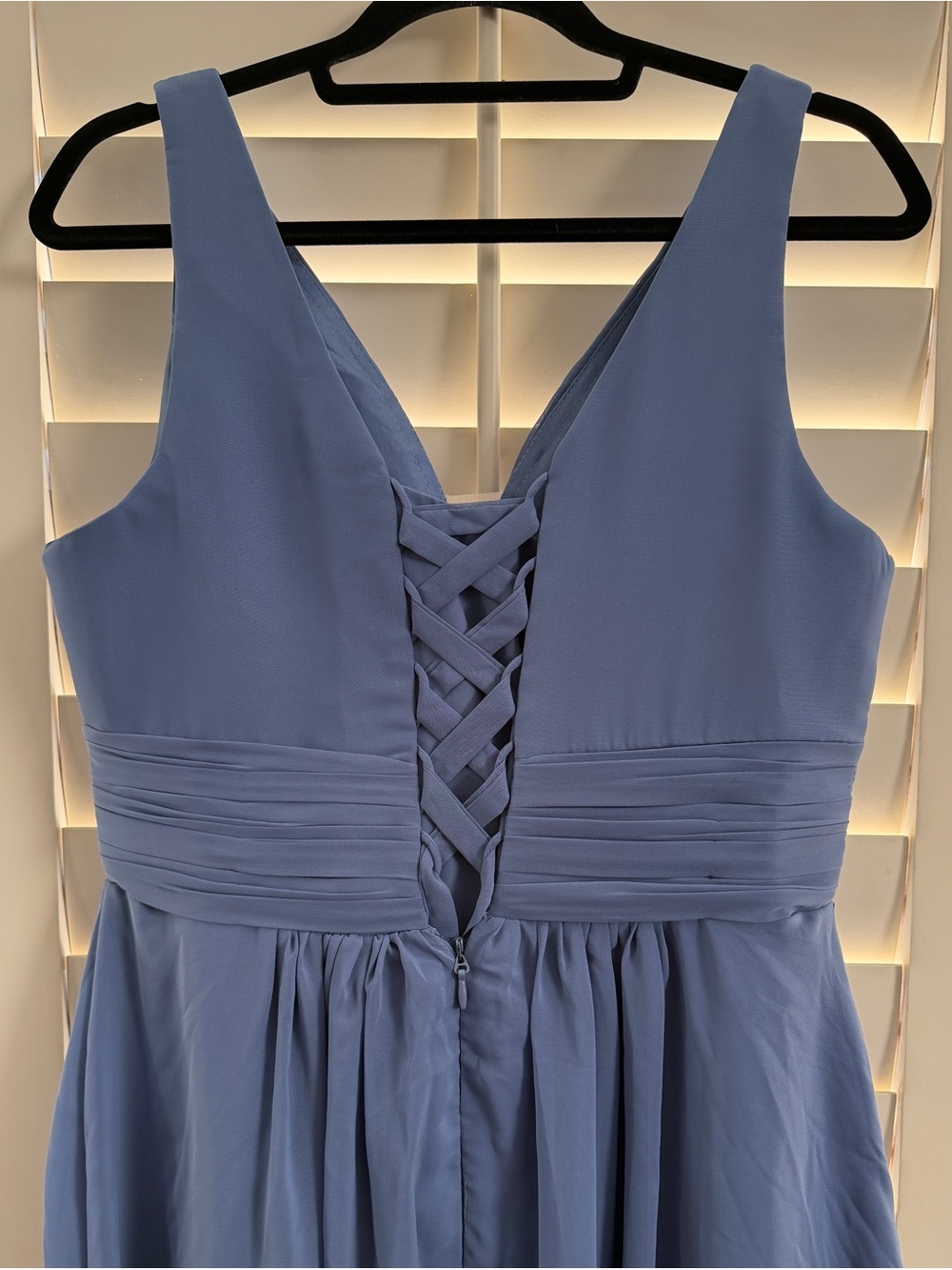 Sleeveless Lace-Up Back Wedding guest  Dress in Dusty Blue